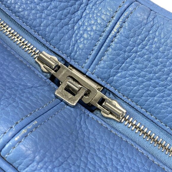 Auth HERMES Victoria 35 Blue Paradise Taurillon Clemence R Handbag - Picture 12 of 16